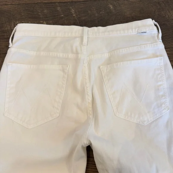 Mother The Insider Crop Step Fray in White Size 30